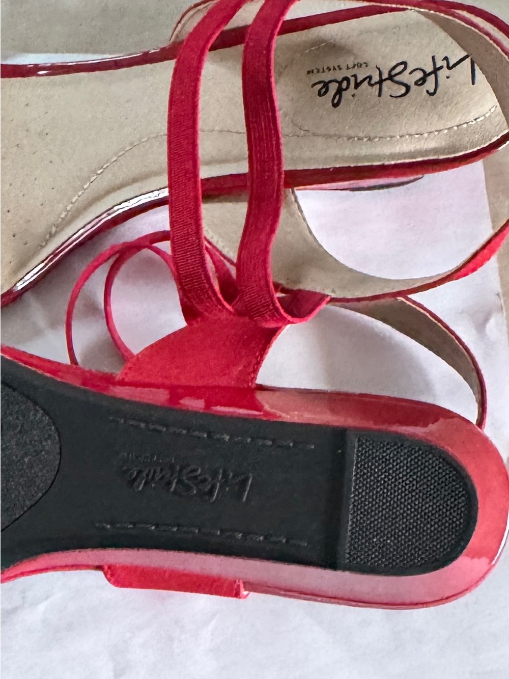 Life Stride Red Open-Toe Elastic-Strap Sandals - Picture 4 of 5